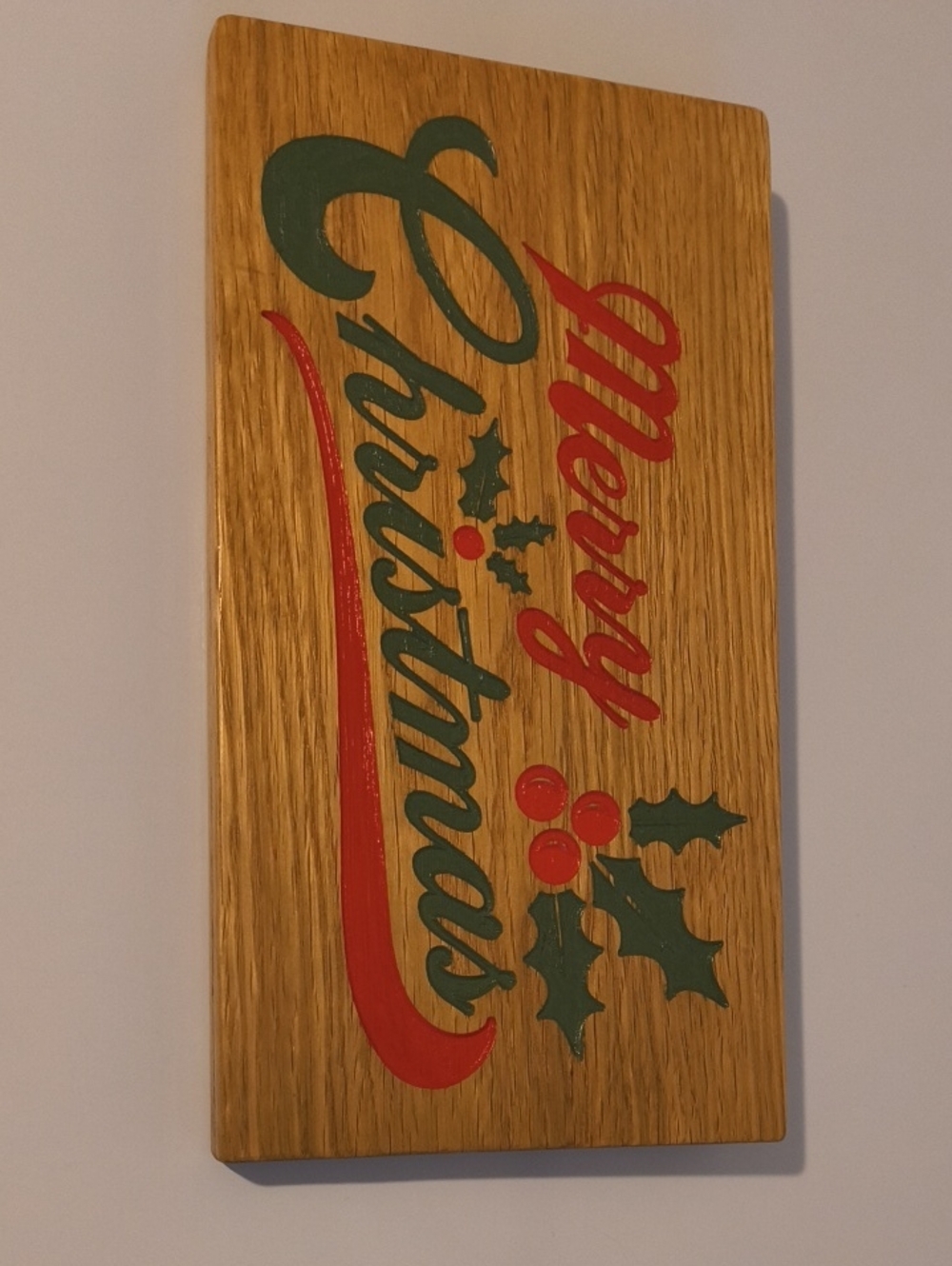Holiday 'Merry Christmas' Wooden Wall Sign - Red and Green